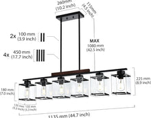 Load image into Gallery viewer, TULUCE 6 Light Farmhouse Chandelier Lighting Vintage Pendant Lighting Clear Glass Shade Flush Mount Lighting Fixture Black Pendant Lamp for Entryways,
