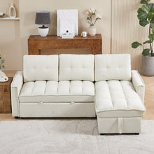 Carregar imagem no visualizador da galeria, 78.75&quot; Reclining Sofa, Pull-Out Sofa Bed with USB and tape-c charging ports, L-Shaped Sectional Sofa with Reclining Storage and Arm Side Organizer Pocket Features, Living Room Comfort Sofa
