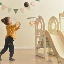 Load image into Gallery viewer, Kids Swing-N-Slide with Bus Play Structure, Freestanding Bus Toy with Slide&amp;Swing for Toddlers, Bus Slide Set with Basketball Hoop
