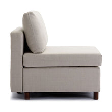 Carregar imagem no visualizador da galeria, 2 Seat Module Sectional Sofa Couch With 1 Ottoman for living room,Seat Cushion and Back Cushion Non-Removable and Non-Washable,Cream
