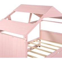 Load image into Gallery viewer, Wood Twin Size House Bed with Trundle and Storage, Pink
