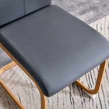 Load image into Gallery viewer, White stone burning tabletop with rubber wooden legs, foldable computer desk, foldable office desk, Modern PU leather high back cushion side chair with wood grain metal legs.
