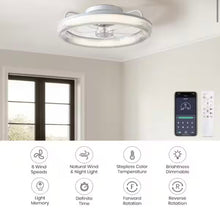 Carregar imagem no visualizador da galeria, ANTOINE 20 in. LED Indoor White Low Profile Ceiling Fan with Dimmable Lighting Small Flush Mount Ceiling Fan with Remote
