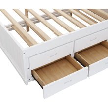 Cargar imagen en el visor de la galería, 2 Pieces Wooden Captain Bedroom Set Full Bed with Trundle and Nightstand, White+Walnut

