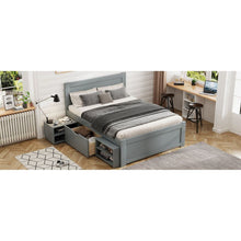 Load image into Gallery viewer, Twin Size Platform Bed With Drawer And Two Shelves, Gray
