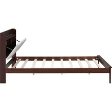 Carregar imagem no visualizador da galeria, 3-Pieces Bedroom Sets,Queen Size Wood Platform Bed and Two Nightstands,Storage Platform bed with USB and LED Lights-Walnut+Beige
