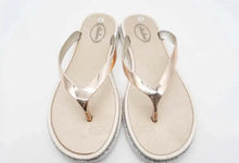 Carregar imagem no visualizador da galeria, Atalina Sandals Womens Rose Gold Silver Glitter Thong Flip Flop Flat Heel
