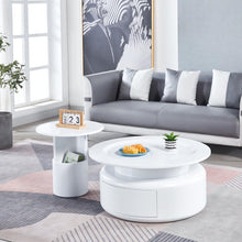 Carregar imagem no visualizador da galeria, 2 Pieces White MDF Round Coffee Table Set for Living Room, Bedroom

