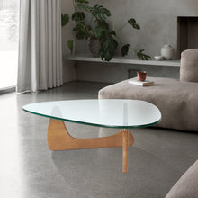 Load image into Gallery viewer, Light walnut Triangle coffee table Wood Base for living room
