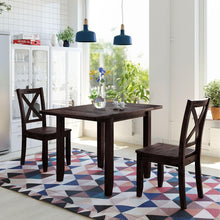 Load image into Gallery viewer, 3-Piece Wood Drop Leaf Breakfast Nook Dining Table Set with 2 X-back Chairs for Small Places, Espresso

