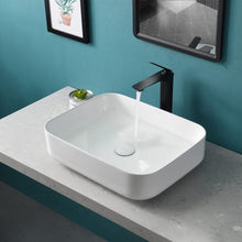 Load image into Gallery viewer, Tysun Rectangle Vessel Sink, 20&quot; x 16&quot; Bathroom Sink Above Counter, White Bathroom Vessel Sink Porcelain Ceramic Sink Bowl Vanity Sink Art Basin for Bathroom

