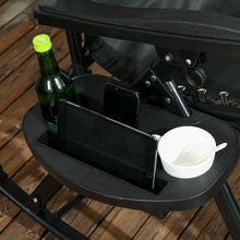 Load image into Gallery viewer, 2 Pieces Outdoor Rocking Chairs, Foldable Reclining Zero Gravity Lounge Rocker with Pillow, Cup &amp; Phone Holder, Combo Design with Folding Legs, Black
