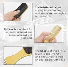 Load image into Gallery viewer, Double-Sided Beard Brush &amp; Beard Comb Barber Brush for Grooming Beard Non-Slip &amp; Sturdy Bristle Brush for Clean Cuts Professional Barber Comb for Beard &amp; Hair Edge Control Brush Barber Accessories
