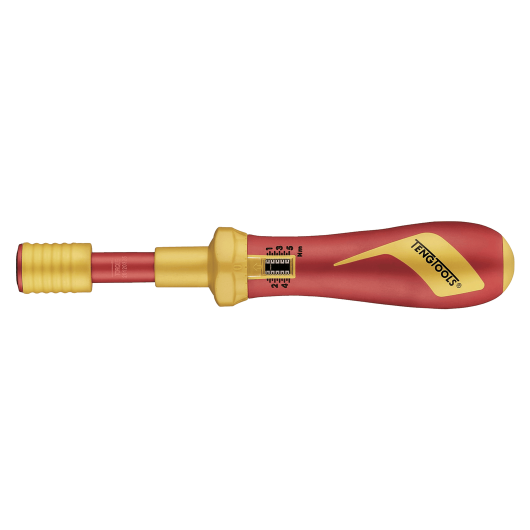 Teng Tools 1/4 Inch Drive 1000 Volt Insulated Torque Screwdriver 1-5Nm | Electricians Tool | Insulated Tool | Electrical Tool - 1492TVSD