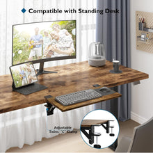 Load image into Gallery viewer, BONTEC Small Ergonomics Desk Extender Tray, 20x9.5 Inch Table Mount Arm Rest Shelf, 90° Foldable Keyboard Tray Platform, Clamp on Computer Arm Rest fo
