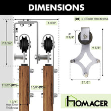 Load image into Gallery viewer, Double Track U-Shape Bypass Sliding Barn Door Hardware Kit - Diamond Design Roller
