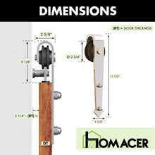 Load image into Gallery viewer, Non-Bypass Sliding Barn Door Hardware Kit - Arrow Design Roller - Silver Finish
