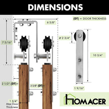 Load image into Gallery viewer, Double Track U-Shape Bypass Sliding Barn Door Hardware Kit - Straight Design Roller
