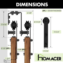 Load image into Gallery viewer, Double Track U-Shape Bypass Sliding Barn Door Hardware Kit - Straight Design Roller
