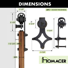 Load image into Gallery viewer, Non-Bypass Sliding Barn Door Hardware Kit - Diamond Design Roller
