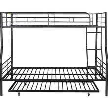 Load image into Gallery viewer, Full XL Over Queen Metal Bunk Bed with Trundle, Black
