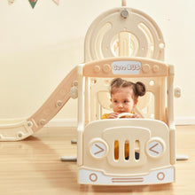 Load image into Gallery viewer, Kids Swing-N-Slide with Bus Play Structure, Freestanding Bus Toy with Slide&amp;Swing for Toddlers, Bus Slide Set with Basketball Hoop
