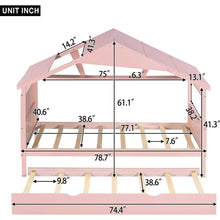 Load image into Gallery viewer, Wood Twin Size House Bed with Trundle and Storage, Pink
