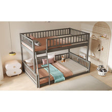 Carregar imagem no visualizador da galeria, Full XL over Queen Bunk Bed with Ladder and Guardrails, Gray
