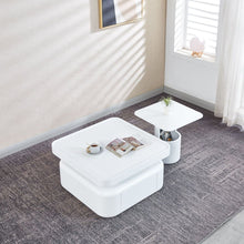 Load image into Gallery viewer, 2 Pieces White MDF Square Coffee Table Set for Living Room, Bedroom
