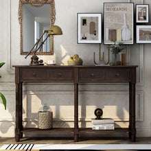 Cargar imagen en el visor de la galería, Console Table Sofa Table Easy Assembly with Two Storage Drawers and Bottom Shelf for Living Room, Entryway (Espresso)
