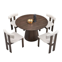 Load image into Gallery viewer, (1 Table with 4 Chairs)Wooden Dining Table Set, Modern Round MDF Kitchen Table and Boucle Upholstered Dining Chairs for Dining Room, Kitchen, Saving Space, Brown
