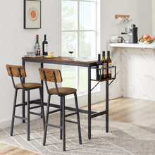 Cargar imagen en el visor de la galería, Bar Table Set with wine bottle storage rack. Rustic Brown, 47.24&quot; L x 15.75&quot; W x 35.43&quot; H.
