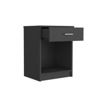 Carregar imagem no visualizador da galeria, Nightstand Coco, Single Drawer, Lower Shelf, Black Wengue Finish
