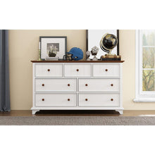 Cargar imagen en el visor de la galería, 3 Pieces Wooden Captain Bedroom Set Full Bed with Trundle, Nightstand and Dresser, White + Walnut
