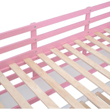 Carregar imagem no visualizador da galeria, Full-Over-Full Castle Style Bunk Bed with 2 Drawers 3 Shelves and Slide - Pink
