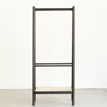 Load image into Gallery viewer, (Black) Solid Oak Wood Clothes Rack, Black Rattan Hanger Rack-clothes Rack with Shelves, Cloth Hanger Standing Garment Racks for Hanging Clothes
