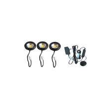 Carregar imagem no visualizador da galeria, 9&quot; 12V Puck LED Light Set with 3000K Warm White, Touch Dimmer, and 150W Plug-In Driver
