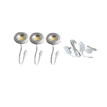 Carregar imagem no visualizador da galeria, 9&quot; 12V Puck LED Light Set with 3000K Warm White, Touch Dimmer, and 150W Plug-In Driver
