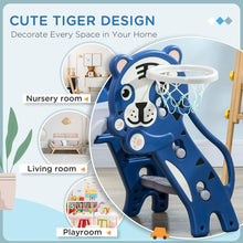 Load image into Gallery viewer, 2 in 1 Toddler Slide for Indoors, Toy for Toddler, Easy Set Up Baby Slide with Basketball Hoop for Kids 18-36 Months, Blue
