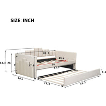 Load image into Gallery viewer, Twin Size Upholstered Daybed with Light and USB Port, Beige
