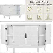 Carregar imagem no visualizador da galeria, Accent Storage Cabinet Sideboard Wooden Cabinet with Antique Pattern Doors for Hallway, Entryway, Living Room
