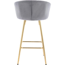 Carregar imagem no visualizador da galeria, 26 Inch Set of 2 Bar Stools, with Chrome Footrest and Base Velvet + Golden Leg Simple Bar Stool, GRAY
