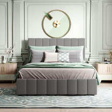 Carregar imagem no visualizador da galeria, Full size Upholstered Platform bed with a Hydraulic Storage System - Gray
