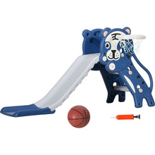 Load image into Gallery viewer, 2 in 1 Toddler Slide for Indoors, Toy for Toddler, Easy Set Up Baby Slide with Basketball Hoop for Kids 18-36 Months, Blue
