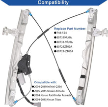 Load image into Gallery viewer, Obaee 748-524 Front Left Driver Side Power Window Lift Regulator with Motor 6 Pins Compatible with Nissan Pathfinder Armada 2004/ Armada 2005-2013/
