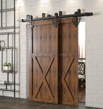 Load image into Gallery viewer, Double Track U-Shape Bypass Sliding Barn Door Hardware Kit - Bucks Design Roller
