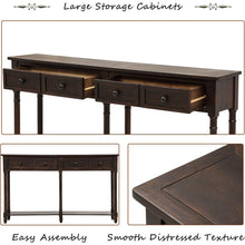 Cargar imagen en el visor de la galería, Console Table Sofa Table Easy Assembly with Two Storage Drawers and Bottom Shelf for Living Room, Entryway (Espresso)
