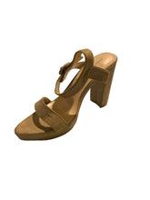 Cargar imagen en el visor de la galería, Bella Marie Women&#39;s Strappy Pump Block Taupe Suede High Heels
