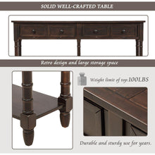 Cargar imagen en el visor de la galería, Console Table Sofa Table Easy Assembly with Two Storage Drawers and Bottom Shelf for Living Room, Entryway (Espresso)
