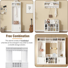 Load image into Gallery viewer, Wide Design Hall Tree with Storage and Bench, 4-IN-1 Multi-functional Entryway Bench with Coat Rack and Shoe Cubbies, Practical Furniture for Hallway, White
